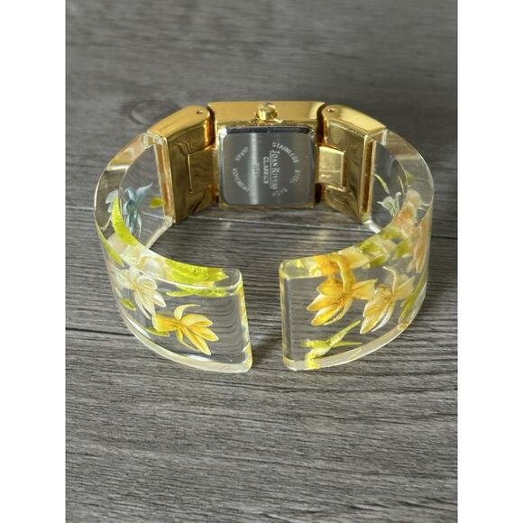 Lovely Vintage Joan Rivers Classic 377 Floral Acrylic Cuff Watch main image 4